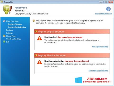 لقطة شاشة Registry Life لنظام التشغيل Windows 8.1