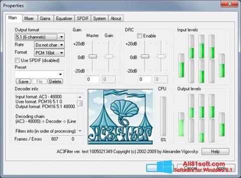 لقطة شاشة AC3Filter لنظام التشغيل Windows 8.1