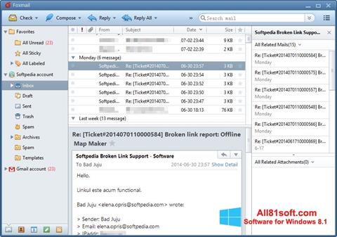 لقطة شاشة FoxMail لنظام التشغيل Windows 8.1