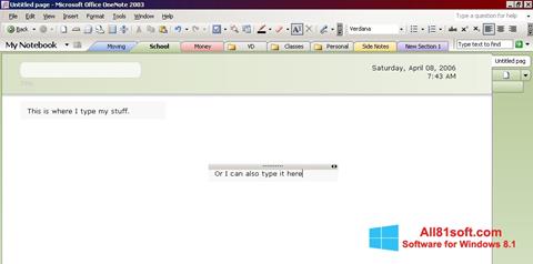 لقطة شاشة Microsoft OneNote لنظام التشغيل Windows 8.1