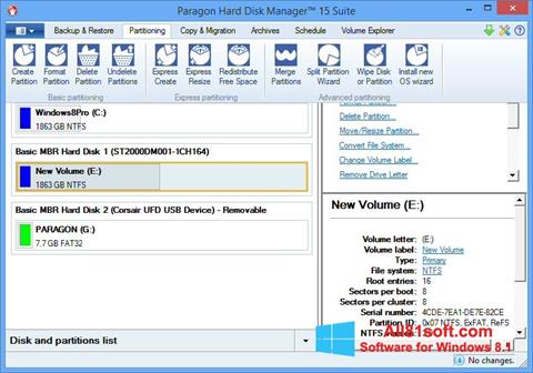 لقطة شاشة Paragon Hard Disk Manager لنظام التشغيل Windows 8.1