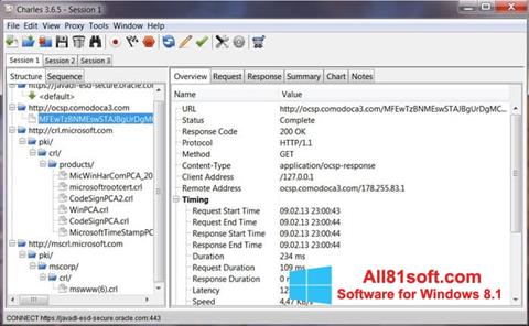 لقطة شاشة Charles لنظام التشغيل Windows 8.1