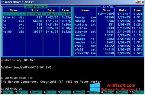لقطة شاشة Norton Commander لنظام التشغيل Windows 8.1