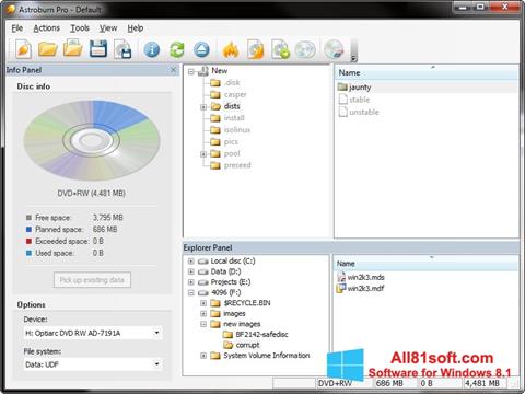 لقطة شاشة Astroburn Lite لنظام التشغيل Windows 8.1