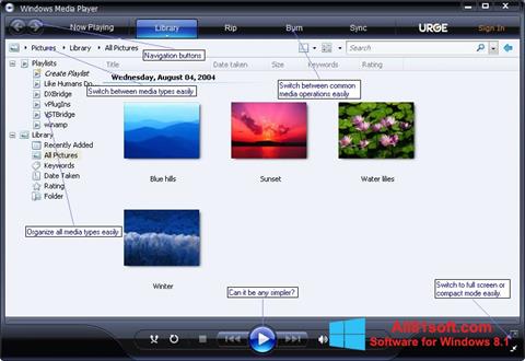 لقطة شاشة Media Player لنظام التشغيل Windows 8.1