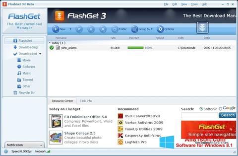 لقطة شاشة FlashGet لنظام التشغيل Windows 8.1