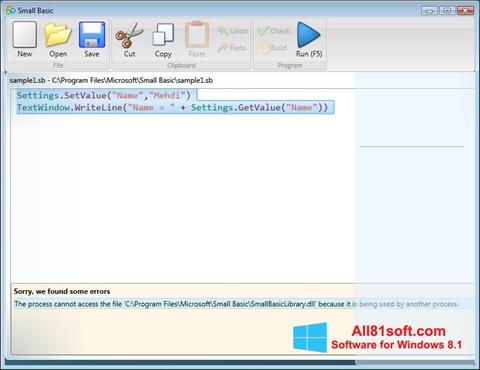 لقطة شاشة Small Basic لنظام التشغيل Windows 8.1