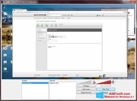 لقطة شاشة Open Broadcaster Software لنظام التشغيل Windows 8.1