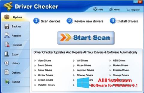 لقطة شاشة Driver Checker لنظام التشغيل Windows 8.1