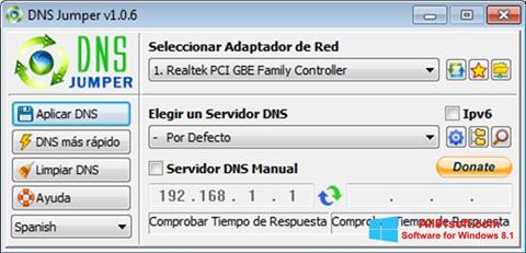 لقطة شاشة DNS Jumper لنظام التشغيل Windows 8.1