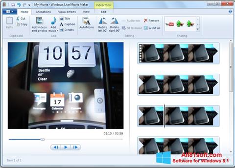 لقطة شاشة Windows Live Movie Maker لنظام التشغيل Windows 8.1
