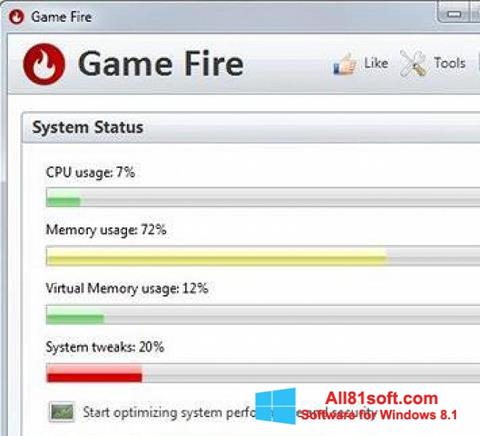 لقطة شاشة Game Fire لنظام التشغيل Windows 8.1