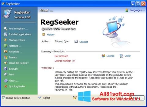 لقطة شاشة RegSeeker لنظام التشغيل Windows 8.1