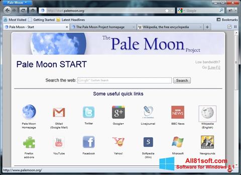 لقطة شاشة Pale Moon لنظام التشغيل Windows 8.1