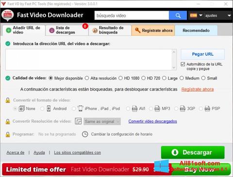 لقطة شاشة Fast Video Downloader لنظام التشغيل Windows 8.1