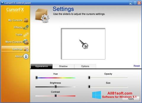 لقطة شاشة CursorFX لنظام التشغيل Windows 8.1