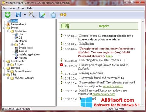 لقطة شاشة Multi Password Recovery لنظام التشغيل Windows 8.1