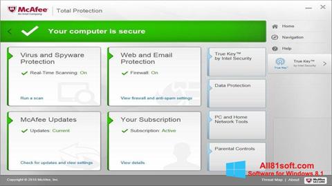 لقطة شاشة McAfee Total Protection لنظام التشغيل Windows 8.1