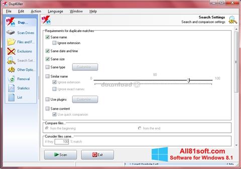 لقطة شاشة DupKiller لنظام التشغيل Windows 8.1