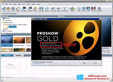 لقطة شاشة ProShow Gold لنظام التشغيل Windows 8.1