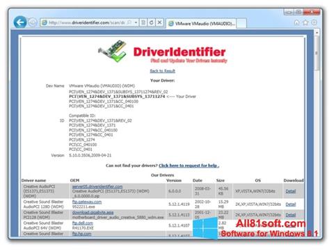 لقطة شاشة Driver Identifier لنظام التشغيل Windows 8.1