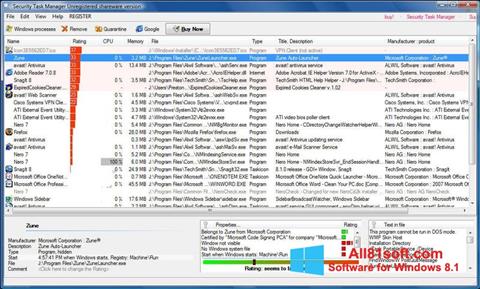 لقطة شاشة Security Task Manager لنظام التشغيل Windows 8.1