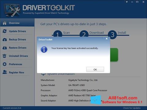 لقطة شاشة Driver Toolkit لنظام التشغيل Windows 8.1