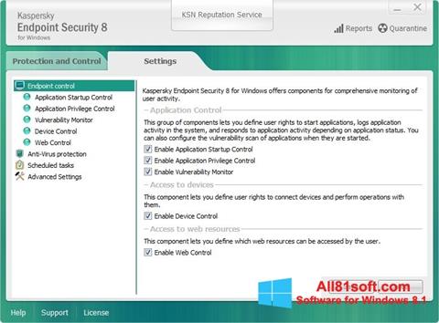 لقطة شاشة Kaspersky Endpoint Security لنظام التشغيل Windows 8.1