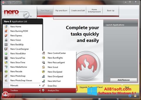 لقطة شاشة Nero StartSmart لنظام التشغيل Windows 8.1