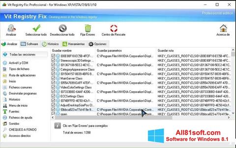 لقطة شاشة Vit Registry Fix لنظام التشغيل Windows 8.1