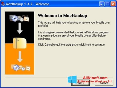 لقطة شاشة MozBackup لنظام التشغيل Windows 8.1