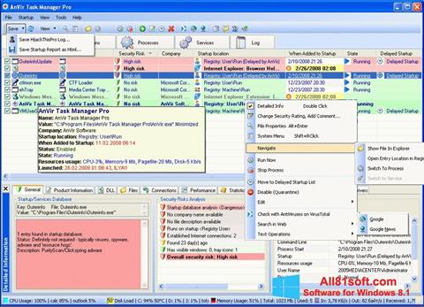 لقطة شاشة AnVir Task Manager لنظام التشغيل Windows 8.1