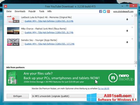 لقطة شاشة Free YouTube Download لنظام التشغيل Windows 8.1