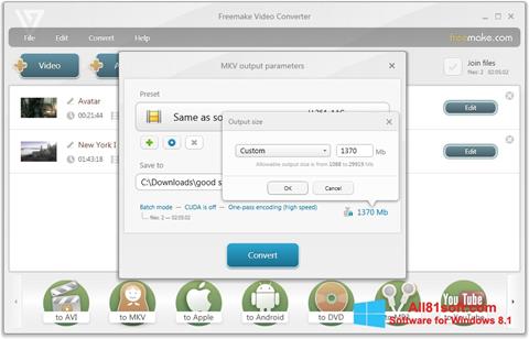 لقطة شاشة Freemake Video Converter لنظام التشغيل Windows 8.1