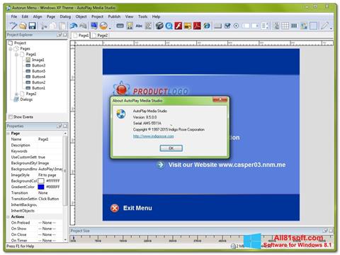 لقطة شاشة AutoPlay Media Studio لنظام التشغيل Windows 8.1