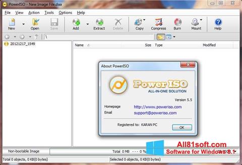 لقطة شاشة PowerISO لنظام التشغيل Windows 8.1