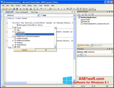لقطة شاشة Microsoft Visual Basic لنظام التشغيل Windows 8.1