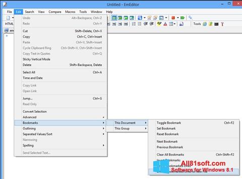 لقطة شاشة EmEditor لنظام التشغيل Windows 8.1
