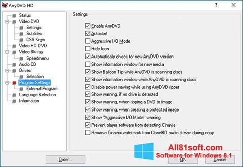 لقطة شاشة AnyDVD لنظام التشغيل Windows 8.1