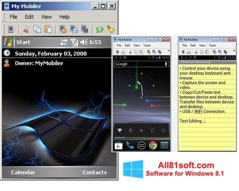 لقطة شاشة MyMobiler لنظام التشغيل Windows 8.1