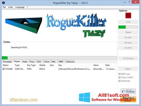 لقطة شاشة RogueKiller لنظام التشغيل Windows 8.1