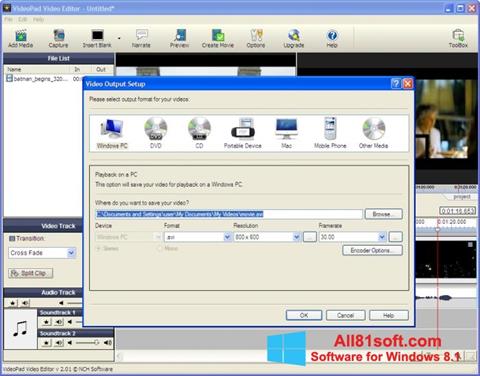 لقطة شاشة VideoPad Video Editor لنظام التشغيل Windows 8.1
