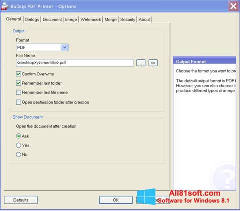 لقطة شاشة BullZip PDF Printer لنظام التشغيل Windows 8.1