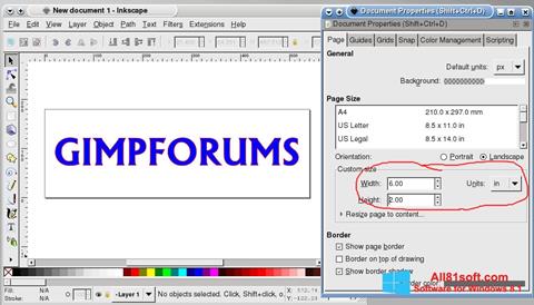 لقطة شاشة Inkscape لنظام التشغيل Windows 8.1