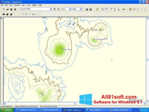 لقطة شاشة MapSource لنظام التشغيل Windows 8.1