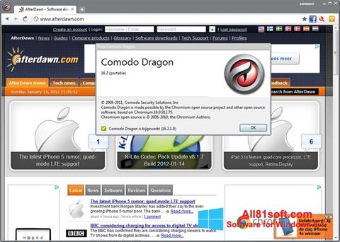 لقطة شاشة Comodo Dragon لنظام التشغيل Windows 8.1