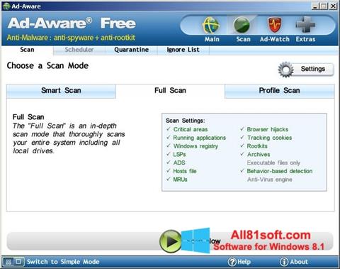لقطة شاشة Ad-Aware Free لنظام التشغيل Windows 8.1