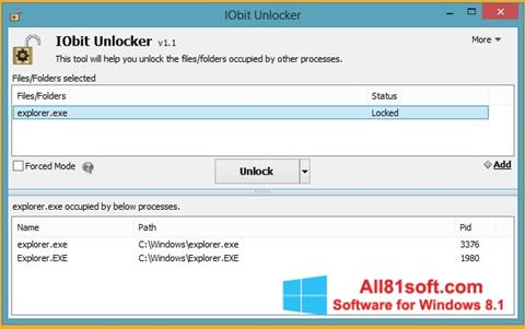 لقطة شاشة IObit Unlocker لنظام التشغيل Windows 8.1