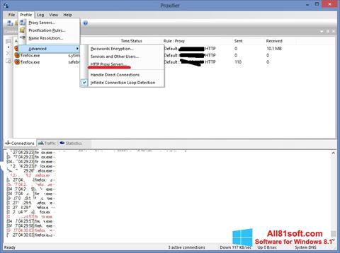 لقطة شاشة Proxifier لنظام التشغيل Windows 8.1