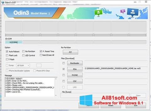 لقطة شاشة Odin لنظام التشغيل Windows 8.1
